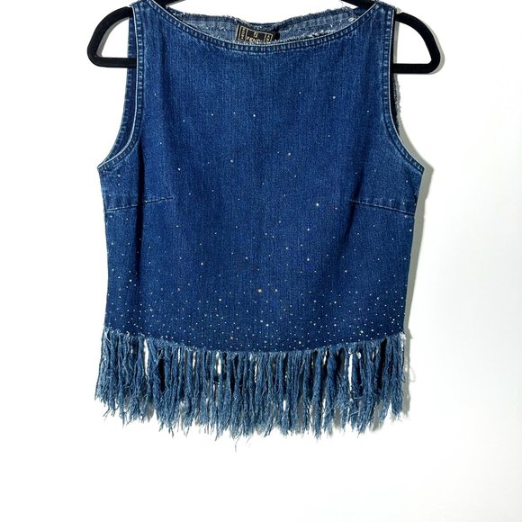FENDI denim rhinestone fray fringe set - Picture 2 of 3